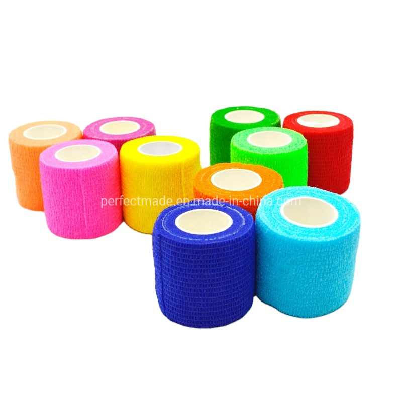 Waterproof Medical Knee Self Adheren Non Woven Easy Tear Self Adhesive Vet Wrap Cohesive Elastic Bandage