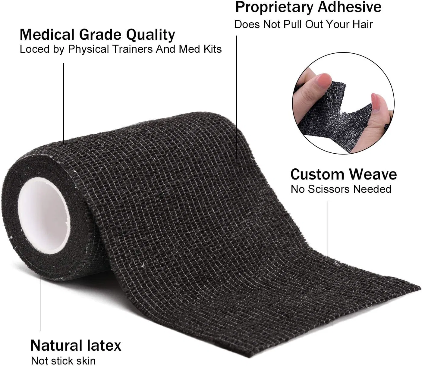 3 Inches Heavy-Duty Waterproof Non-Woven Elastic Cohesive Bandage for Athletic Support &amp; Compression CE Certified