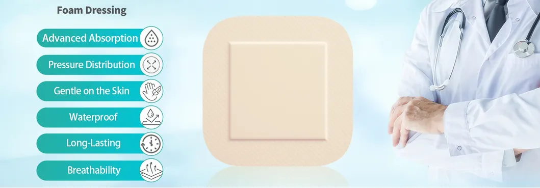 Medical Adhesive Antibacterial Wound Care Home Care Foam Wound Dressing