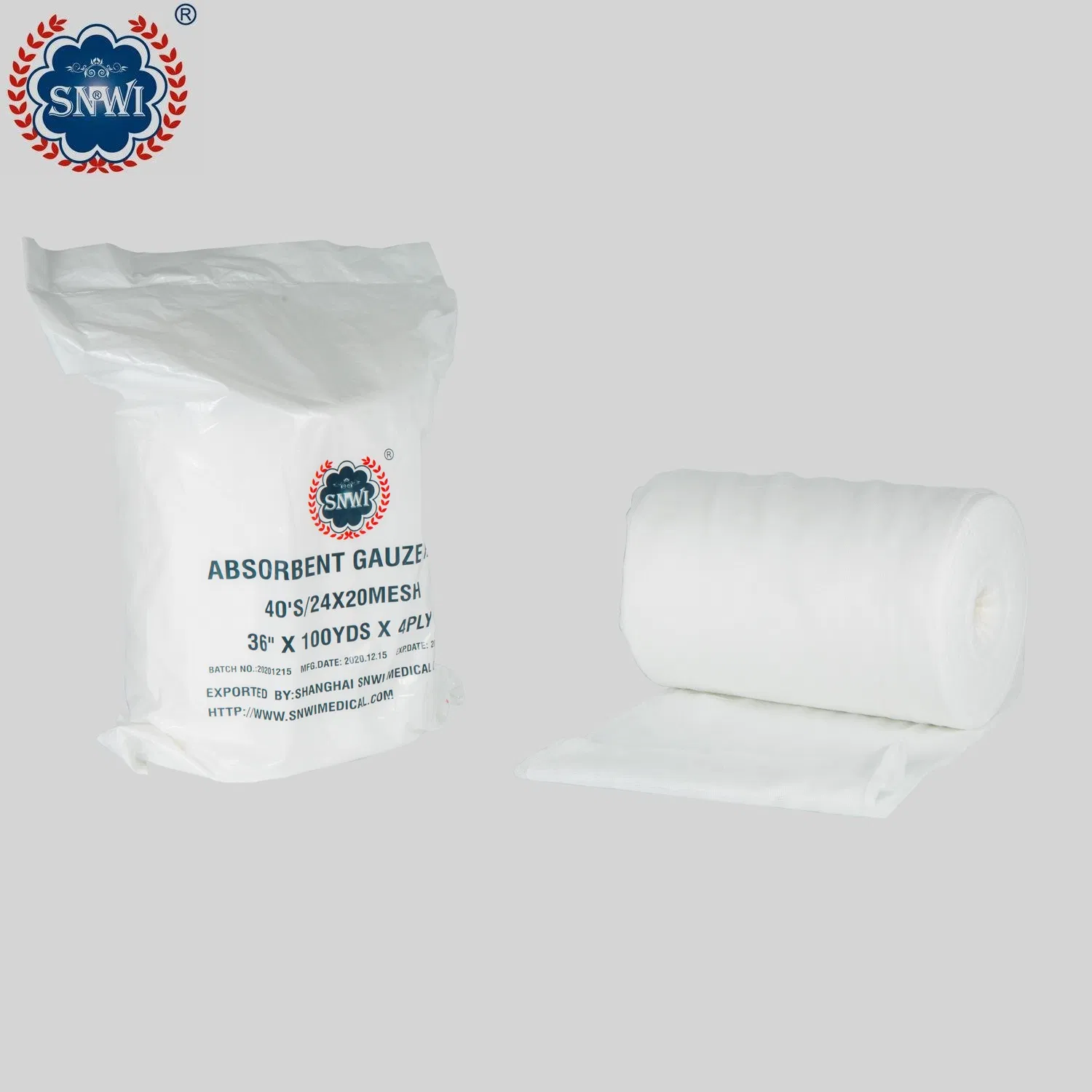 High Absorbent 100% Cotton Medical Surgical Dressing 36" X 100 Yards Bleached Gauze Roll in 4ply 24*20 Threads
