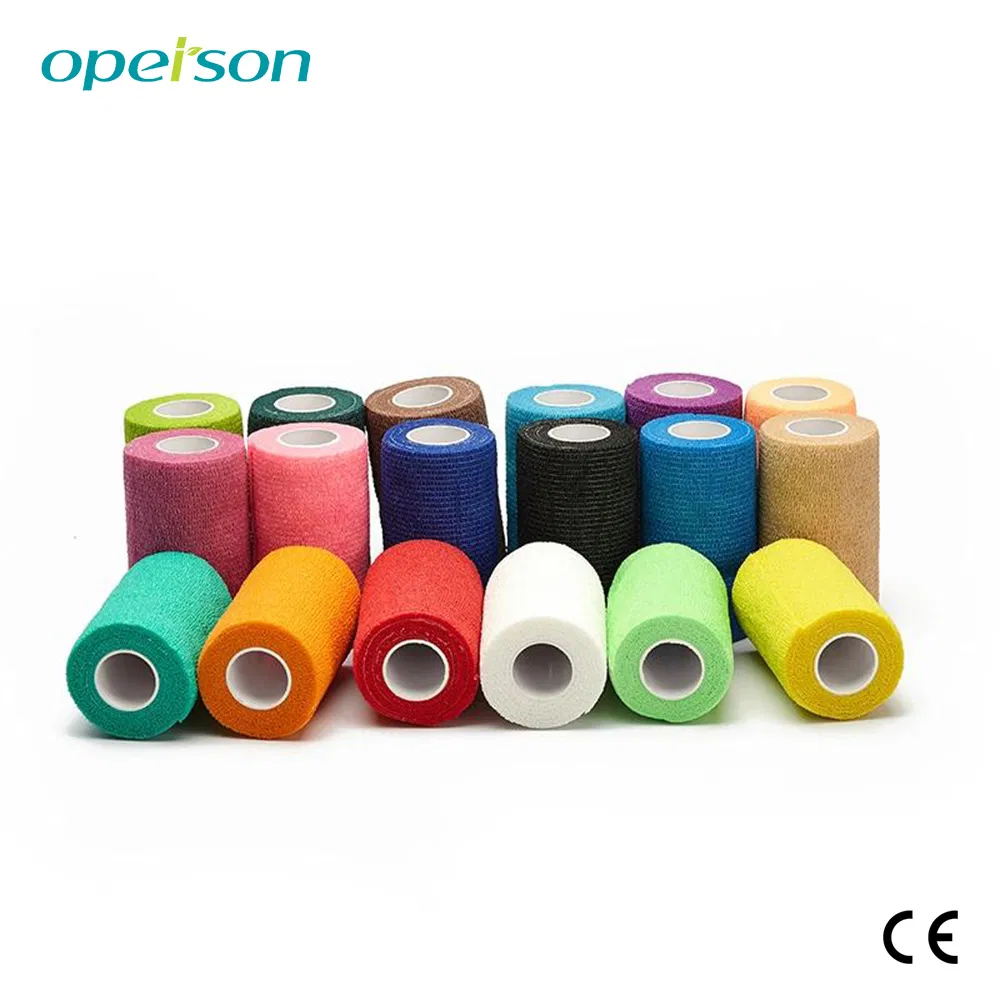 Breathable Rainbow Color Ankle Wrist Wrap 100 % Cotton Self-Adhesive Cohesive Bandage