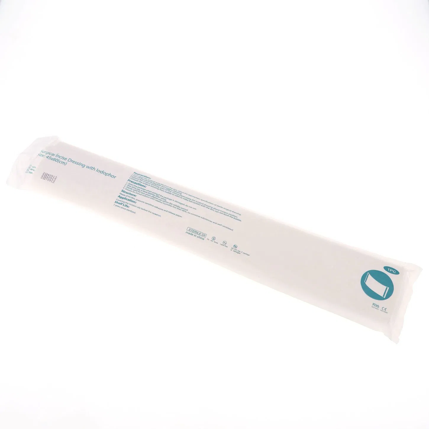 CE ISO Medical Disposable Sterile Breathable Transparent PU Adhesive Film Surgical Incise Dressing with Iodophor