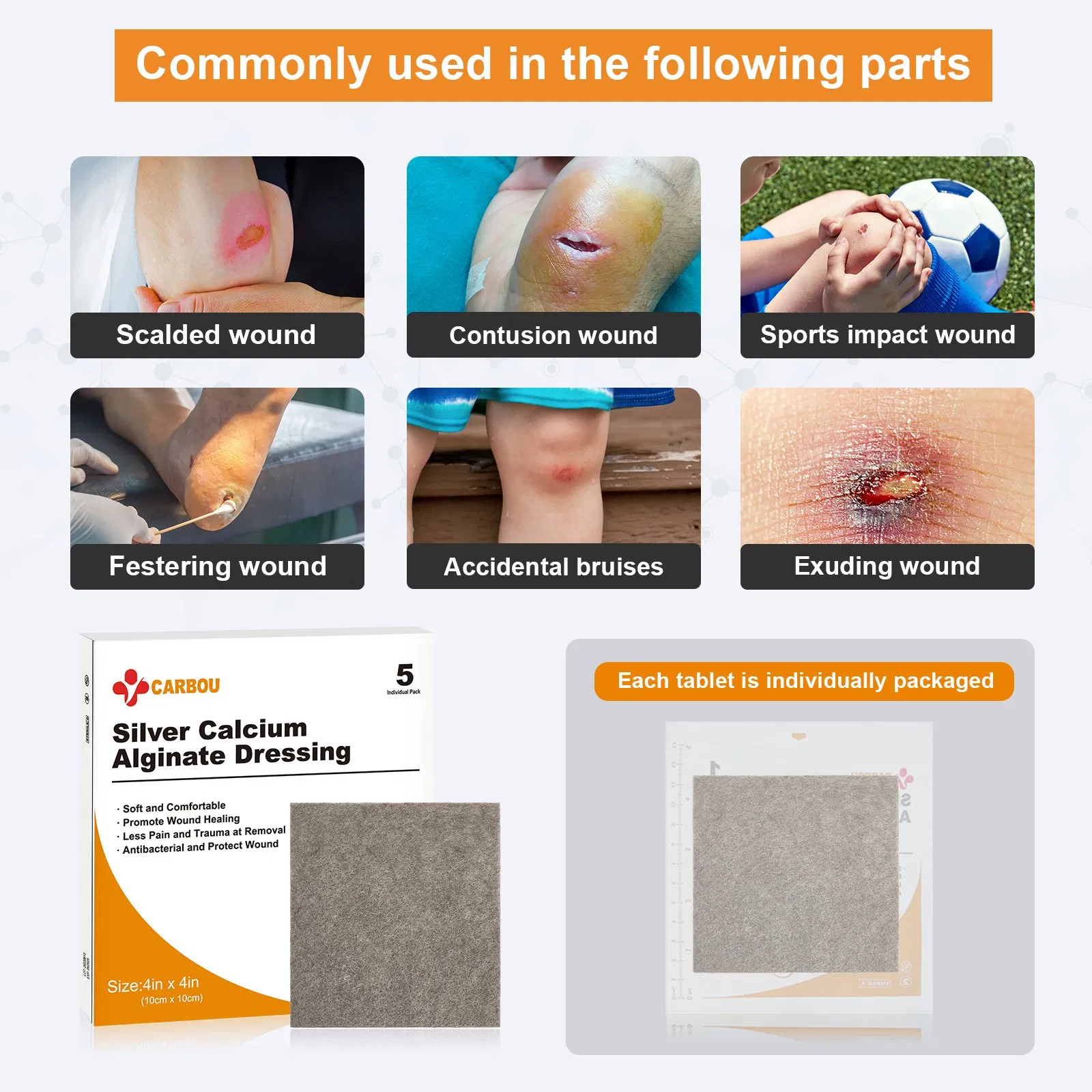 Antibacterial Silver Alginate Calcium Dressing for Wound Healing