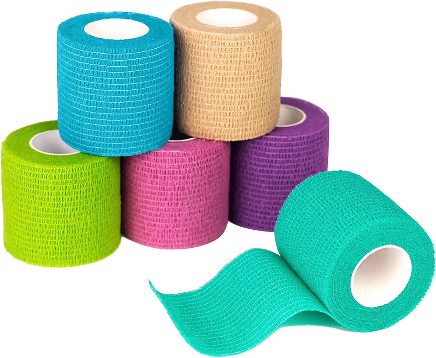 Self Adhesive Bandage Wrap - Cohesive Tape for Athletic &amp; Sports - 1" X 5 Yard Self Adherent Medical Tape, Flexible, Waterproof Elastic Bandage for Wrist &amp; Ank