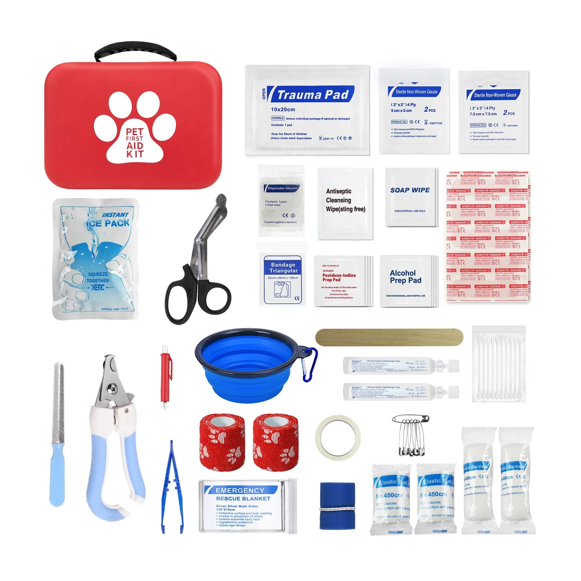 CE ISO Approved Customized Pet Dog Horse First Aid Kit Vet Cat Care Kit Canine Bag Set with Logo Wrap Bandage for Pets