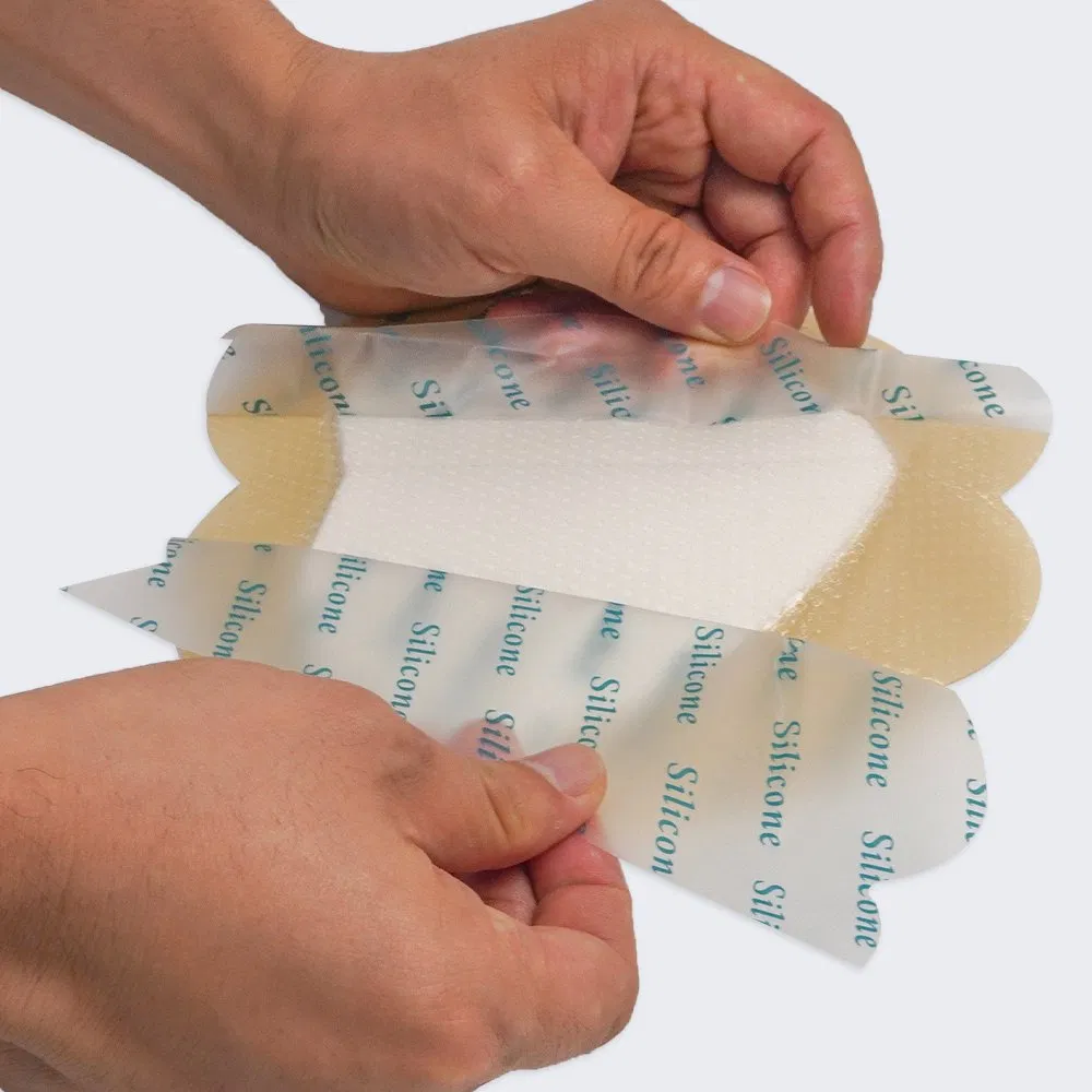 High Absorbency Silicone Adhesive Wound Bandage, Sacrum Silicone Foam Dressing with Gentle Border with FDA CE Certificate
