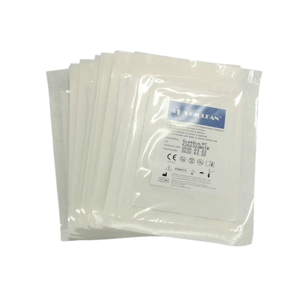 Surgiclean/Quickclean CE Certificated Adhesive Hemostatic Gauze Surgery Cellulose Stop Bleeding China Wound Dressing