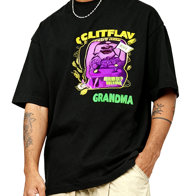 Custom Brand Luxury Hip Hop Organic Cotton Heavyweight Men's Drop Shoulder T-Shirt