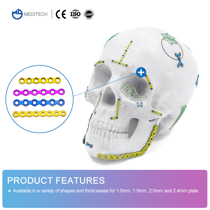 X1 Maxillofacial Plate Holes Spacing 22mm Cranial Surgery Titanium Mesh Orthopedic Implants Cranial Titanium Lockingl Plate