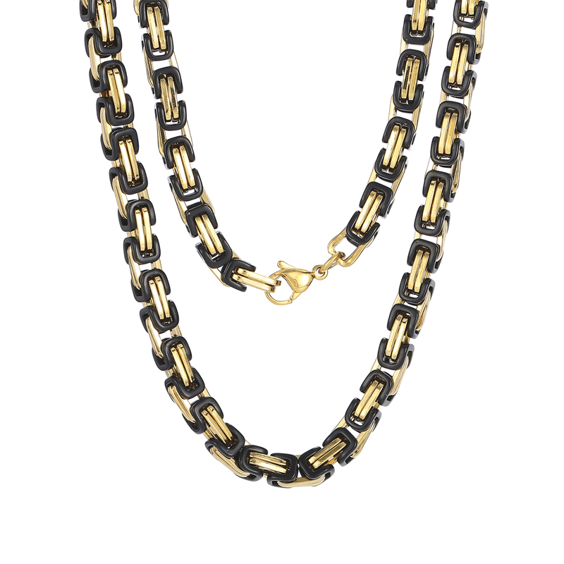 Hip-Hop Domineering Motorcycle Chain Men's Byzantine Circular Chain Stainless Steel Necklace