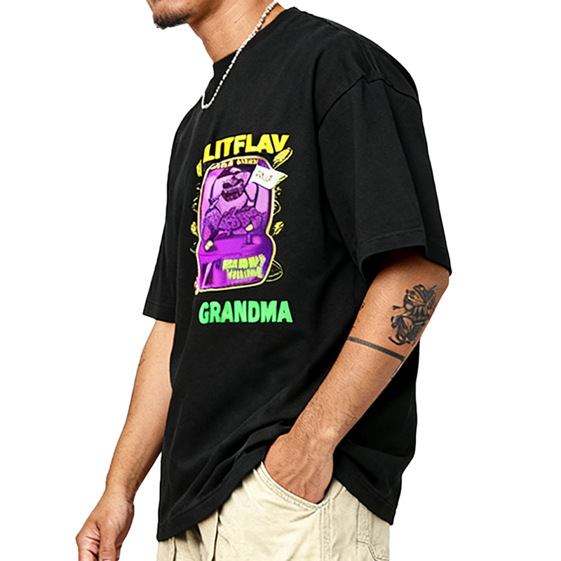 Custom Brand Luxury Hip Hop Organic Cotton Heavyweight Men's Drop Shoulder T-Shirt