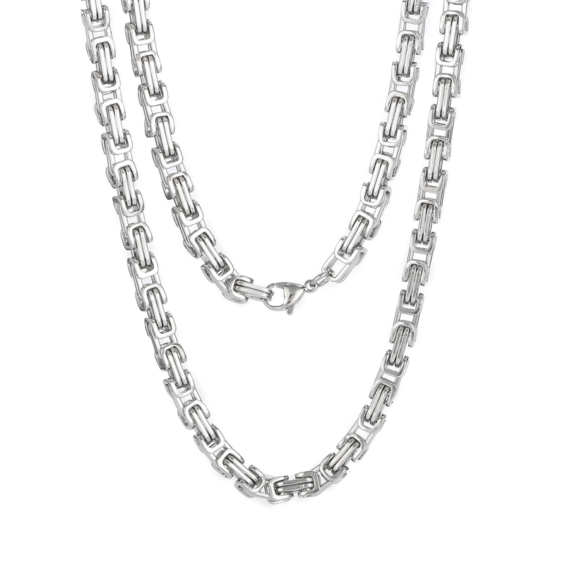 Hip-Hop Domineering Motorcycle Chain Men's Byzantine Circular Chain Stainless Steel Necklace