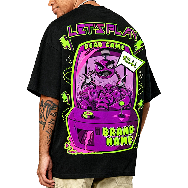 Custom Brand Luxury Hip Hop Organic Cotton Heavyweight Men's Drop Shoulder T-Shirt