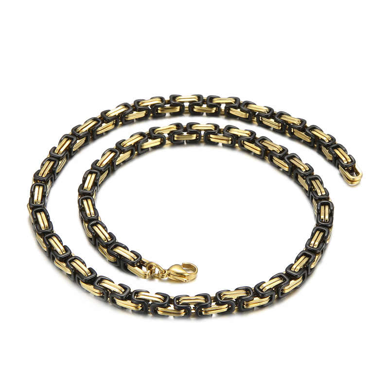 Hip-Hop Domineering Motorcycle Chain Men's Byzantine Circular Chain Stainless Steel Necklace