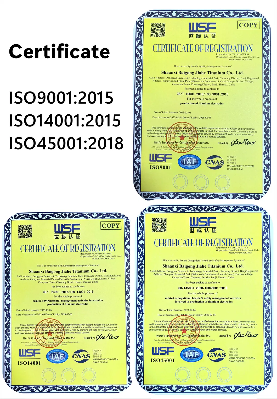 Certifications