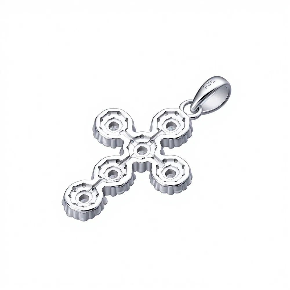 Sophisticated 925 Silver Fashion Hip Hop Moissanite Cross Hiphop Pendant