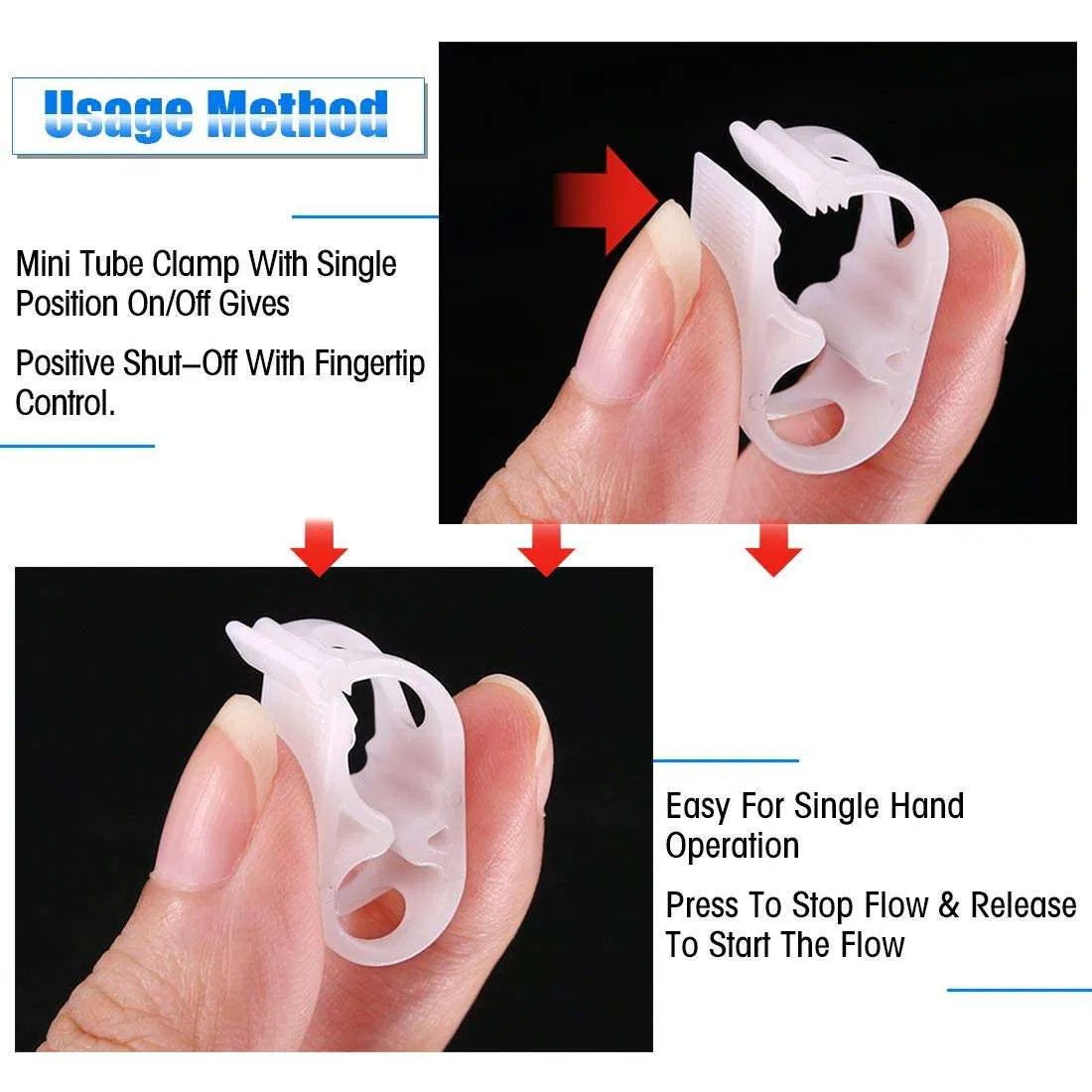 Adjustable 2mm-24mm Plastic Robert Clamp Medical Infusion Set Accessories PP and ABS Liquid Siphon Shut off Robert Clamp Clips