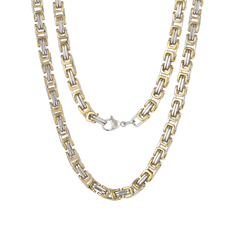 Hip-Hop Domineering Motorcycle Chain Men's Byzantine Circular Chain Stainless Steel Necklace