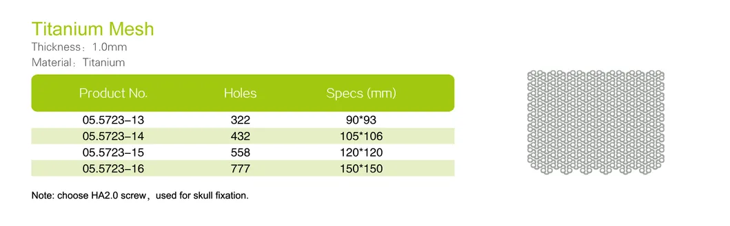Cranio Plate Specifications