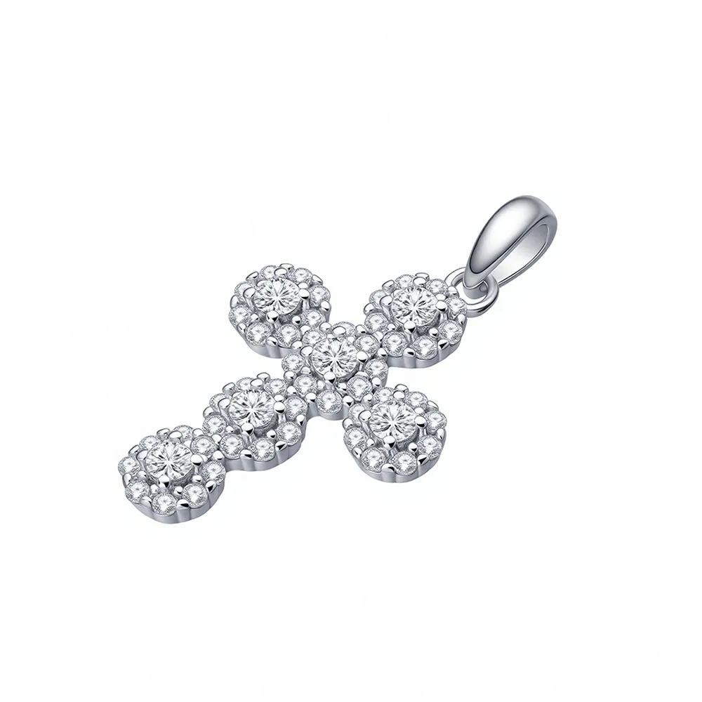 Sophisticated 925 Silver Fashion Hip Hop Moissanite Cross Hiphop Pendant