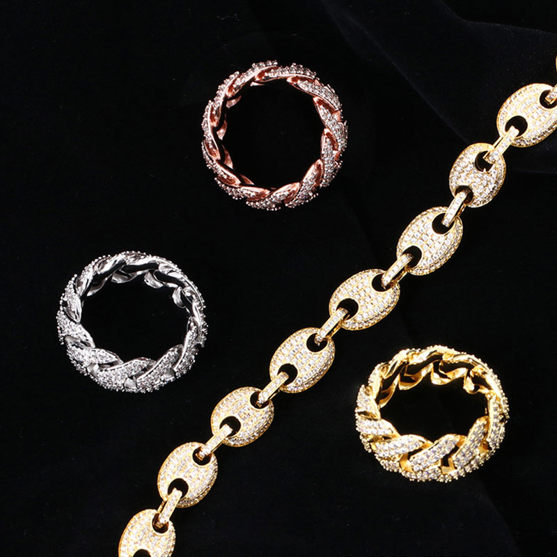 Factory Custom Jewellery Set 18K Gold 925 Sterling Silver or Brass Fashion Accessories Ring Bracelet Necklaces Hip Hop Cuban Link Jewelry for Men &amp; Women