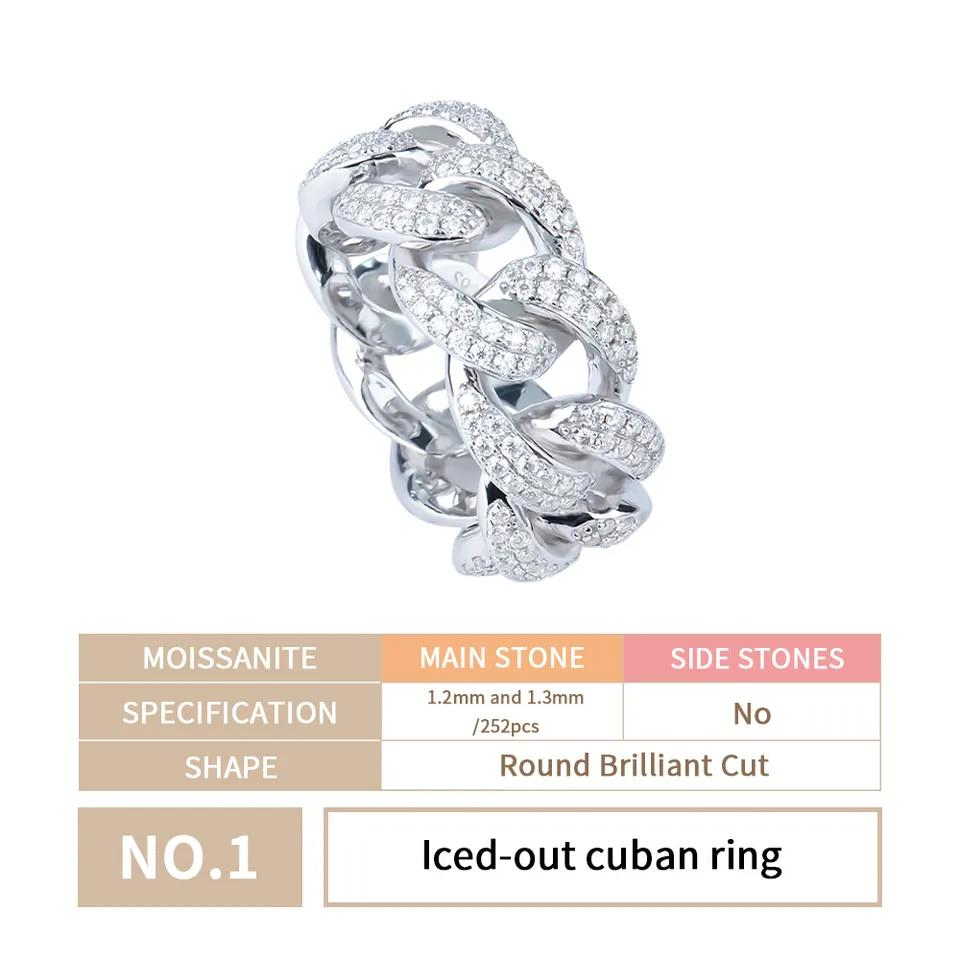 Xingyue Wholesale Custom Design Hip Hop Iced out Real Silver 925 Sterling Mens Fine Jewelry Moissanite Diamond Rings for Men