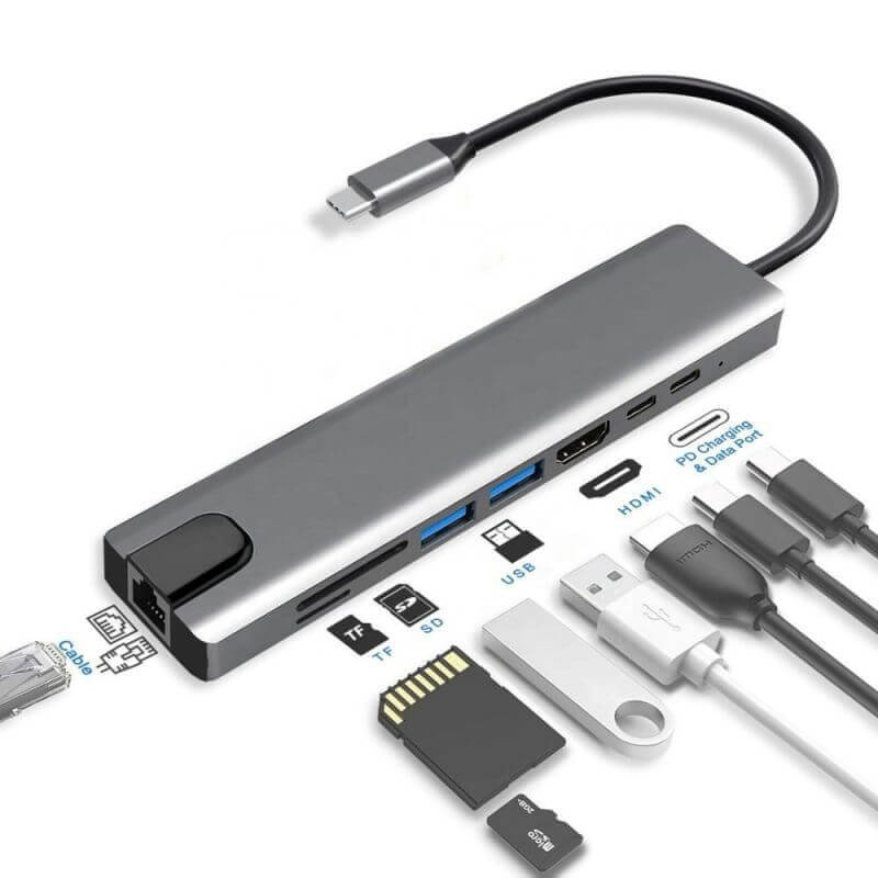 8-in-1 USB-C Docking Station with Ethernet &amp; Dual Monitor