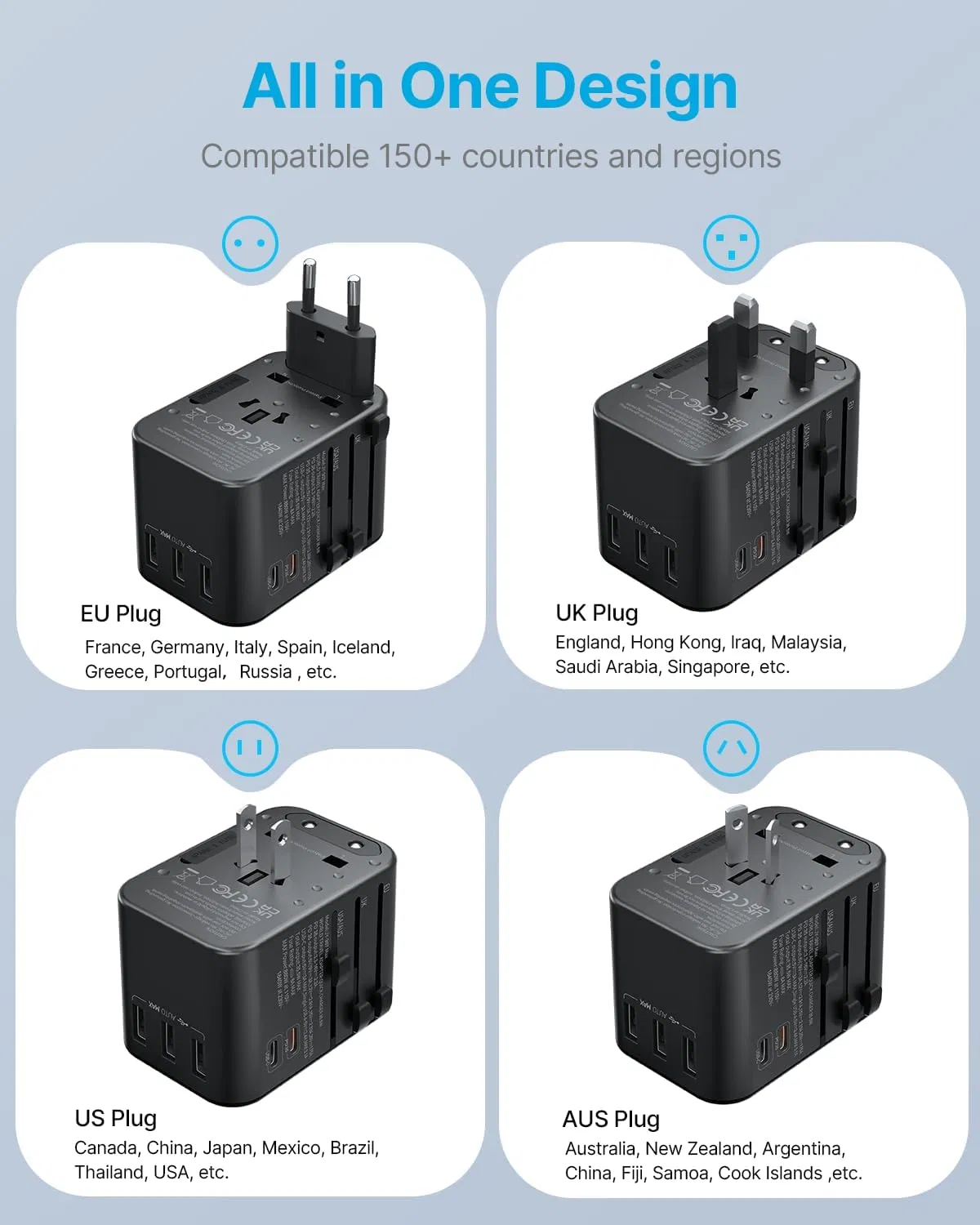 35W Universal Travel Adapter International Worldwide Power Adapter