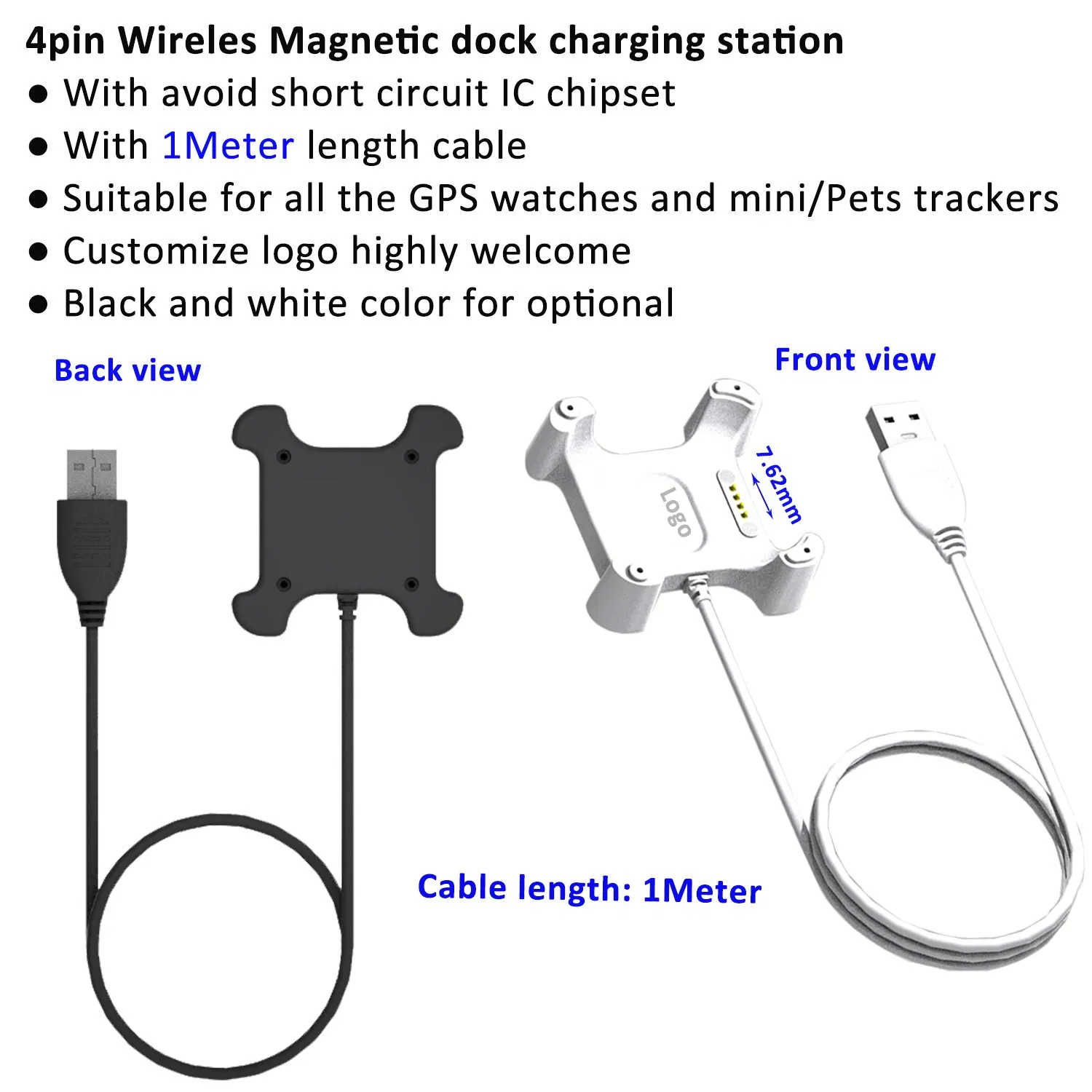 New portable mini senior kids pets watch GPS tracker charging dock station with avoid short circuit ic DC02