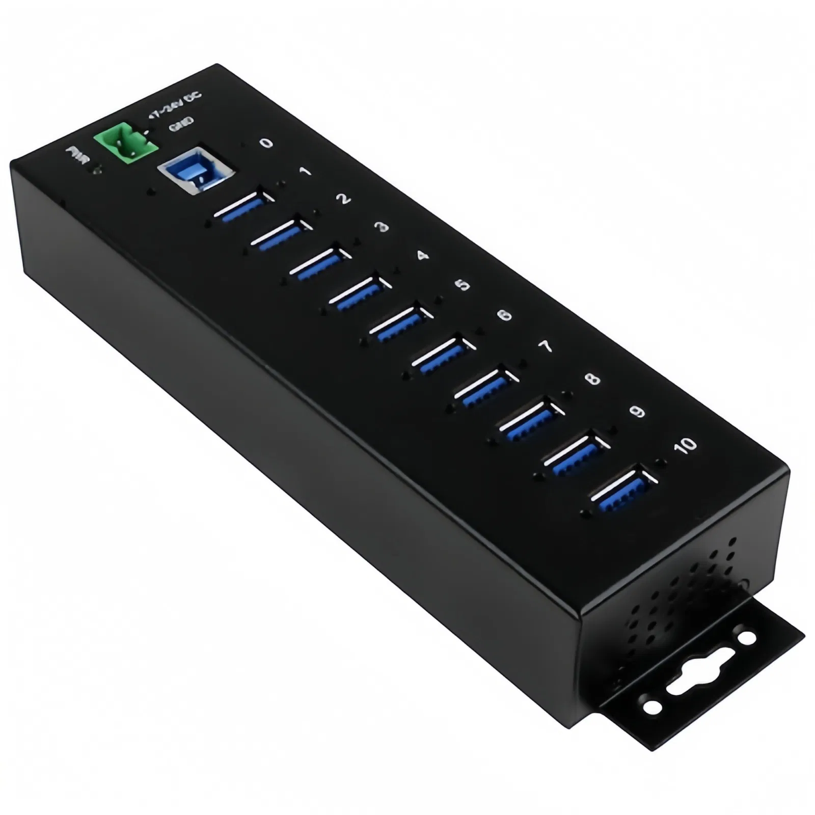 Custom 10-Port USB 3.0 Hub - 5gbps - Metal Industrial USB-a Hub with ESD &amp; Surge Protection - DIN Rail, Wall or Desk Mountable