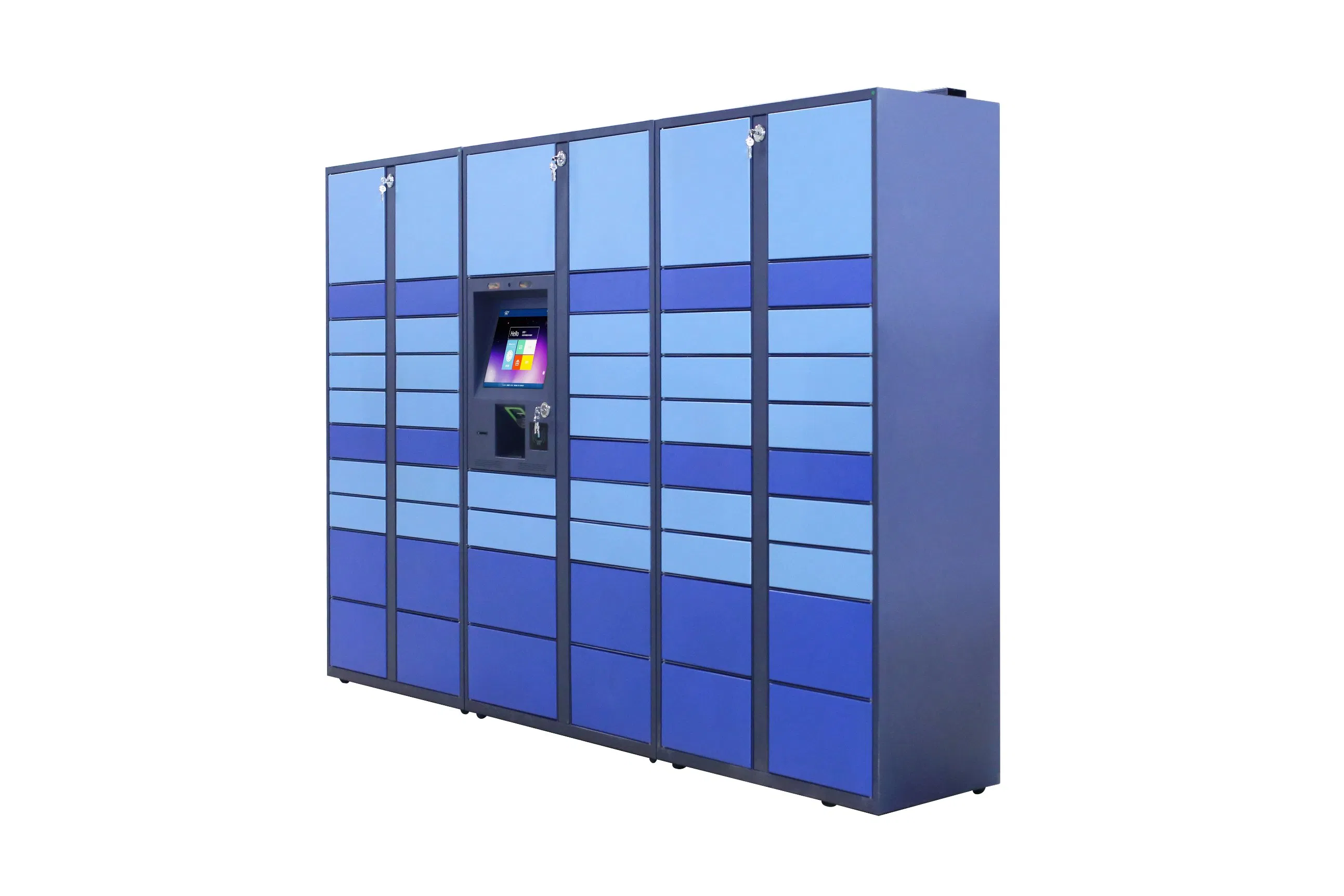 Smart Blue Metal Delivery Locker with USB Charging Station