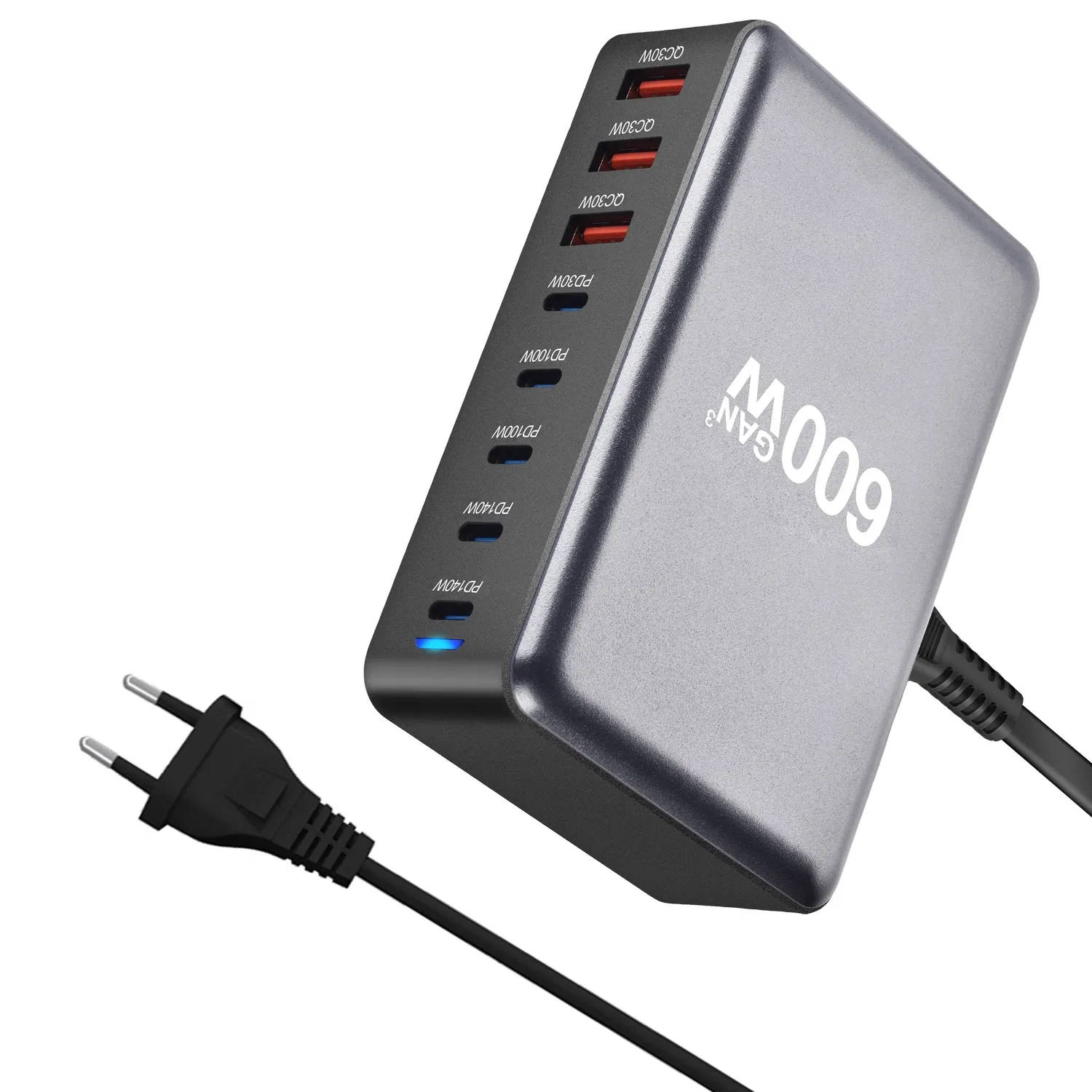 New Arrival 5c3a 600W GaN Charger Pd Fast Charging Stations USB C Wall Charger Laptop Desktop Charger Universal Adapter