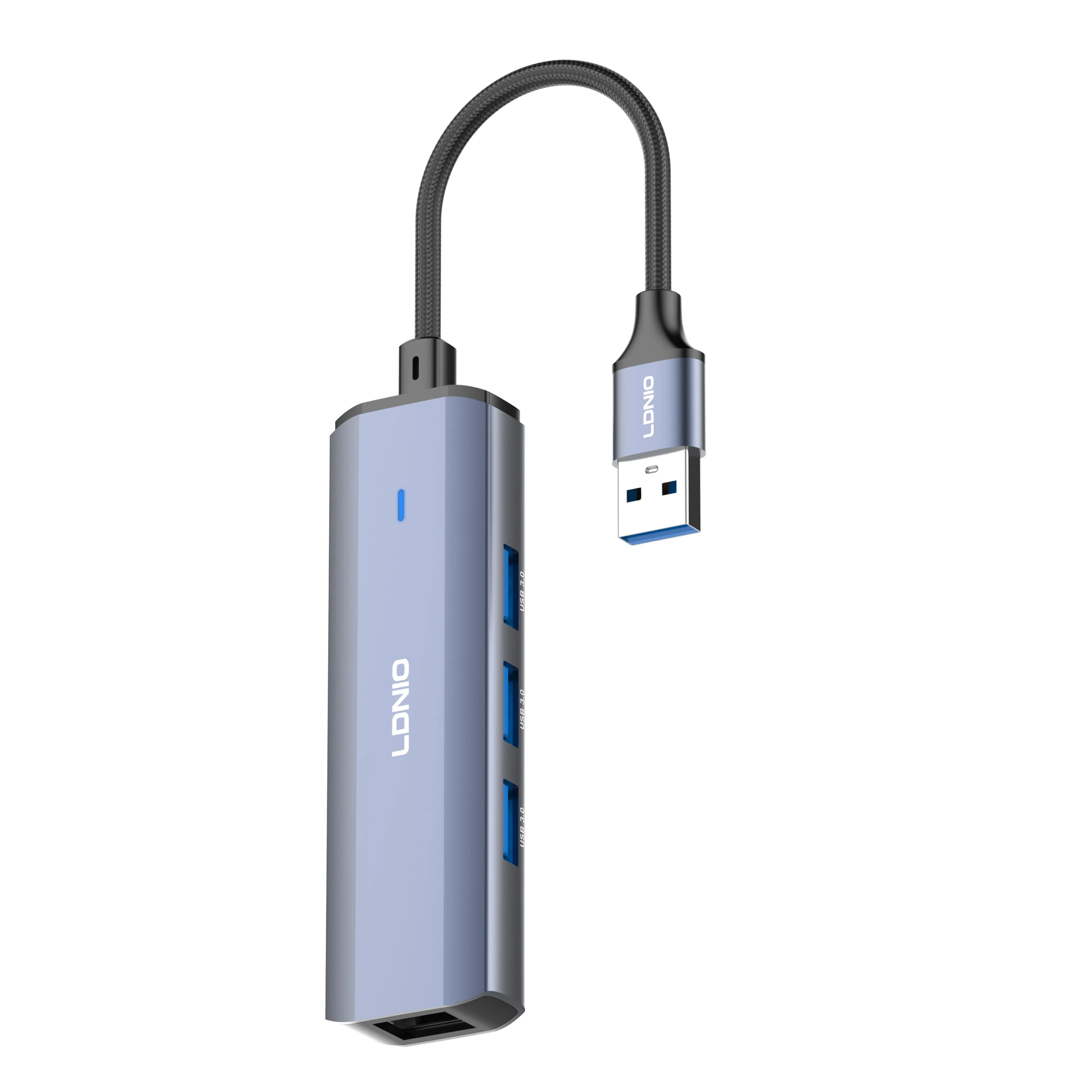 Ldnio Ds-124u USB-a to USB-a*3+RJ45*1 Network LAN Ethernet Docking Station Hub