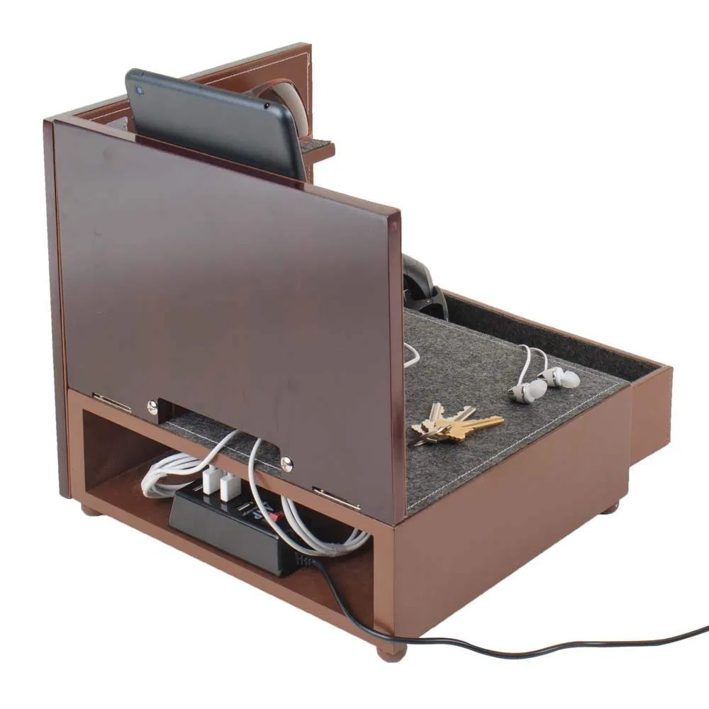 Desktop Organizer Sunglasses and Mobile Phone Holder Leather Charging Station