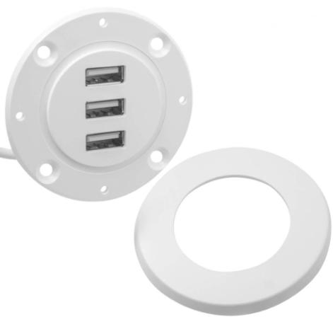 3 Ports USB 2.0 Hub for Desktop White