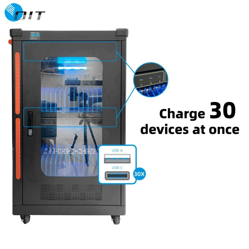 School Equipment Laptop Charging Cart UV Charging Cabinet Cart with Sanitizing Function
