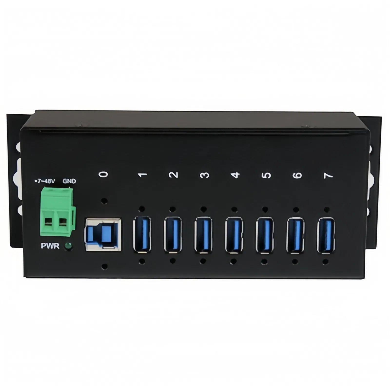 Custom 7-Port USB 3.0 Hub with Power Adapter - Metal Industrial USB-a Hub