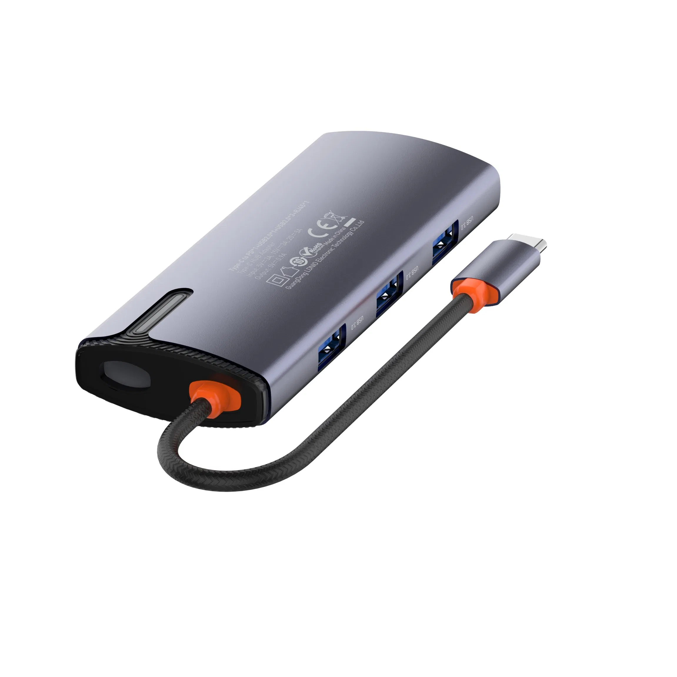 Ldnio Ds-16u USB-C Type-C to Type-C*1+USB3.0*2+USB2.0*1+RJ45*1 100W Charging Multi-Function Converter Docking Station Hub