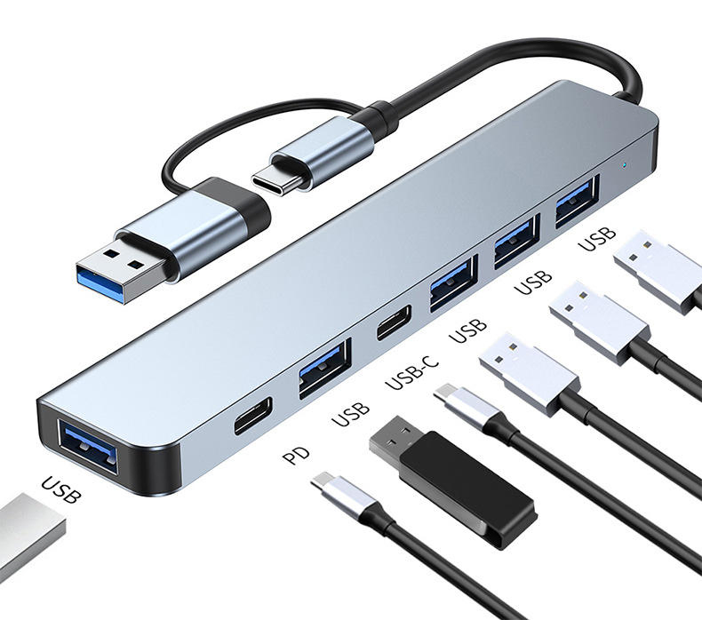 8-in-1 USB Type C Hub Multiport Adapter Hub Dock 8 in 1 USB C Type C Hub with 4K HDTV HDMI USB 3.0 SD TF Card Reader Pd Charging