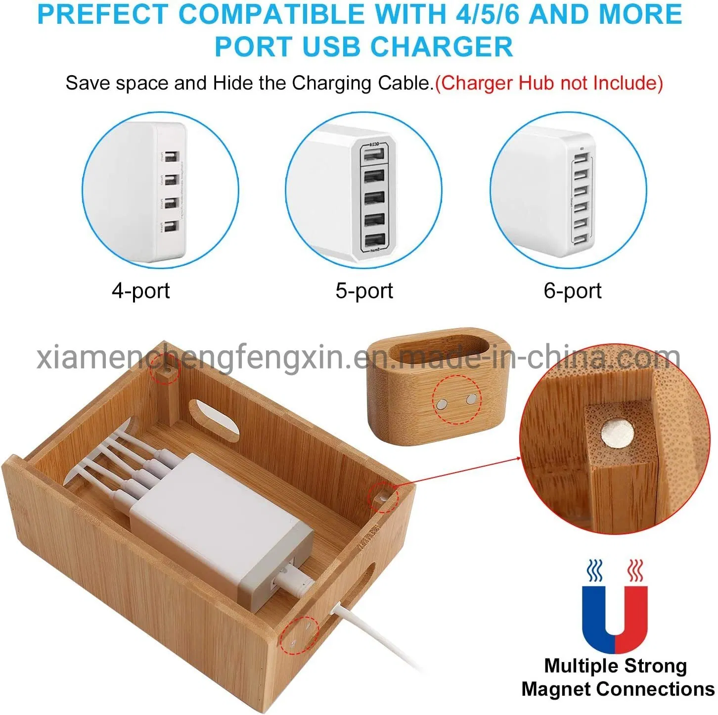 Sustainable Bamboo Charging Dock for Home and Office Use