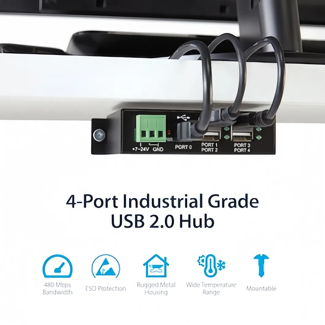 4-Port Industrial USB Hub Front View