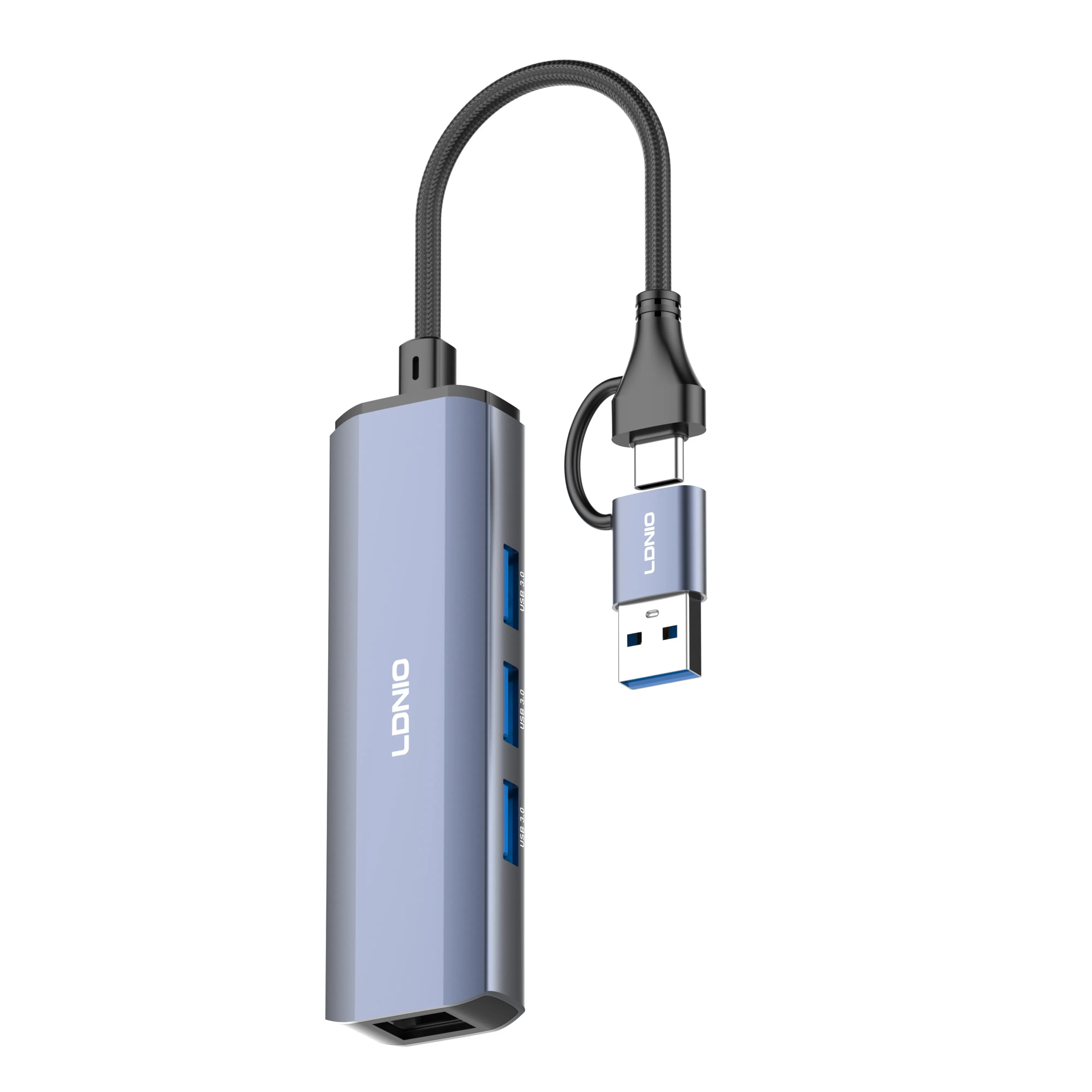 Ldnio Ds-124UC USB-a+Type-C to USB3.0*3+RJ45*1 Mobile Phone Charging Hub