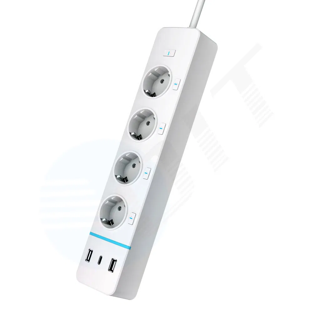 16A WiFi Tuya APP Controlled Extended Power Strip with USB-C Ports