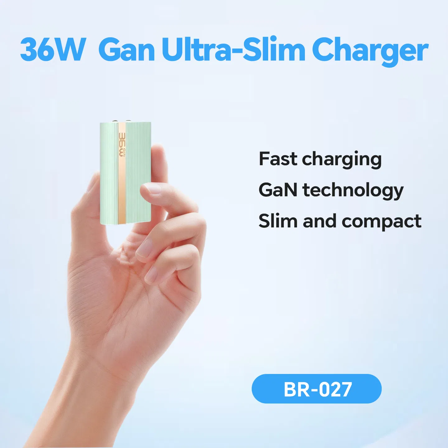 36W GaN Pd Uninterruptible Power Charger Pocket Portable Quick Charger with Wall Plug for Phones Tablets