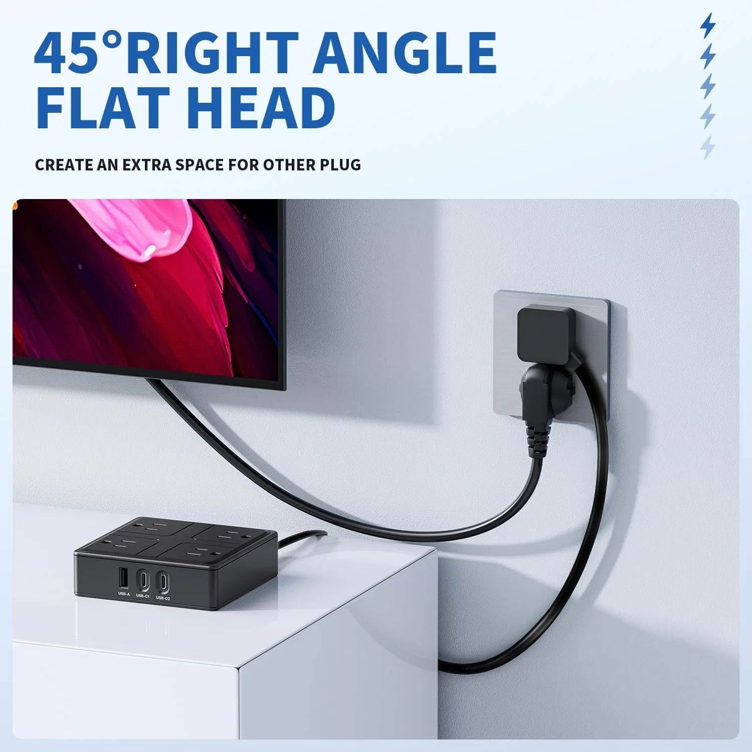 4 Outlet 4 USB Power Strip with Surge Protector 6/10/15FT Extension Cord Multi Plug for Home/Office