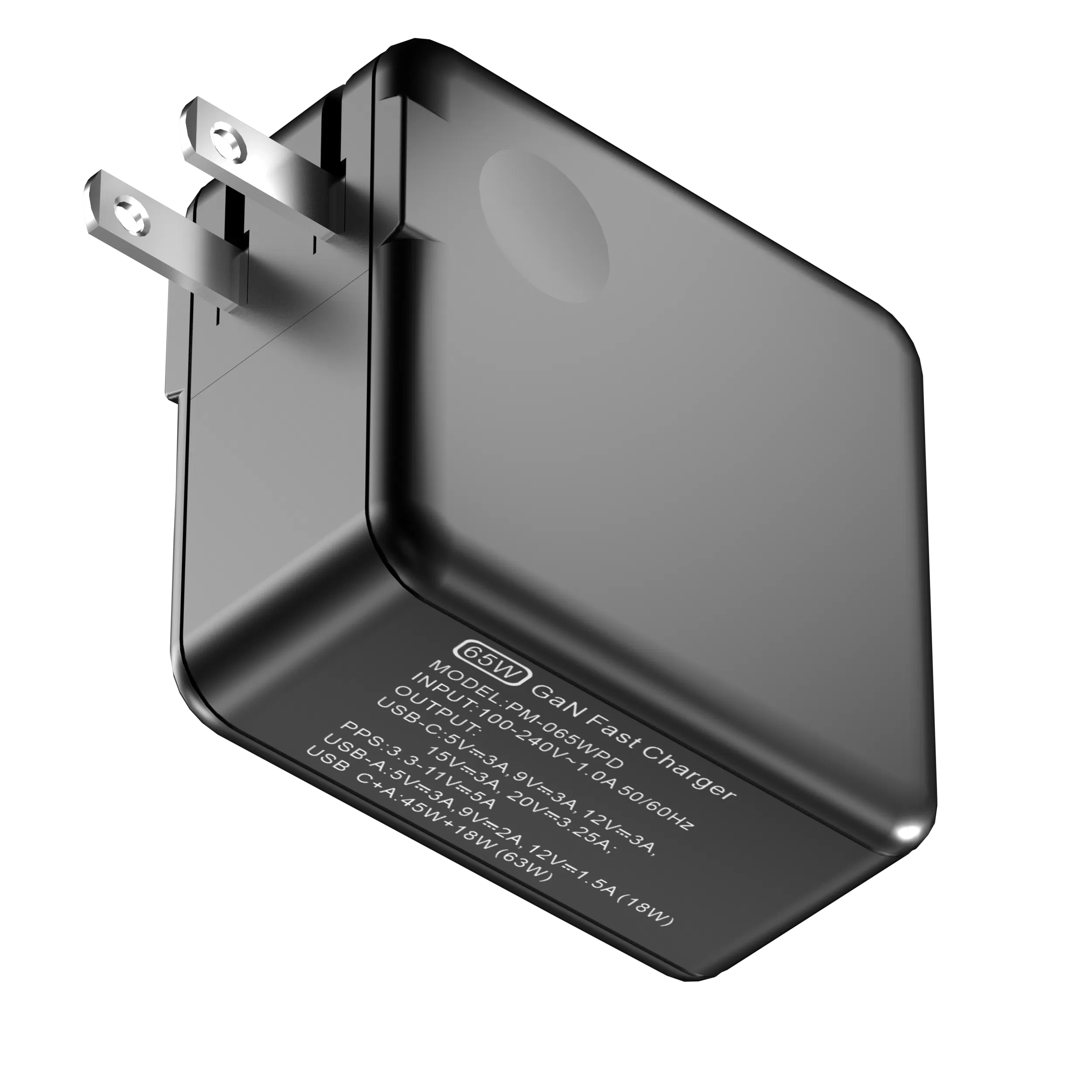 65W GaN USB C Charger, 3 Port Flat USB C Wall Charger with USB C and USB a, Fast Charging USB C Block, Slim USB C Charger Pd3.0&PPS, Foldable Plug to Travel