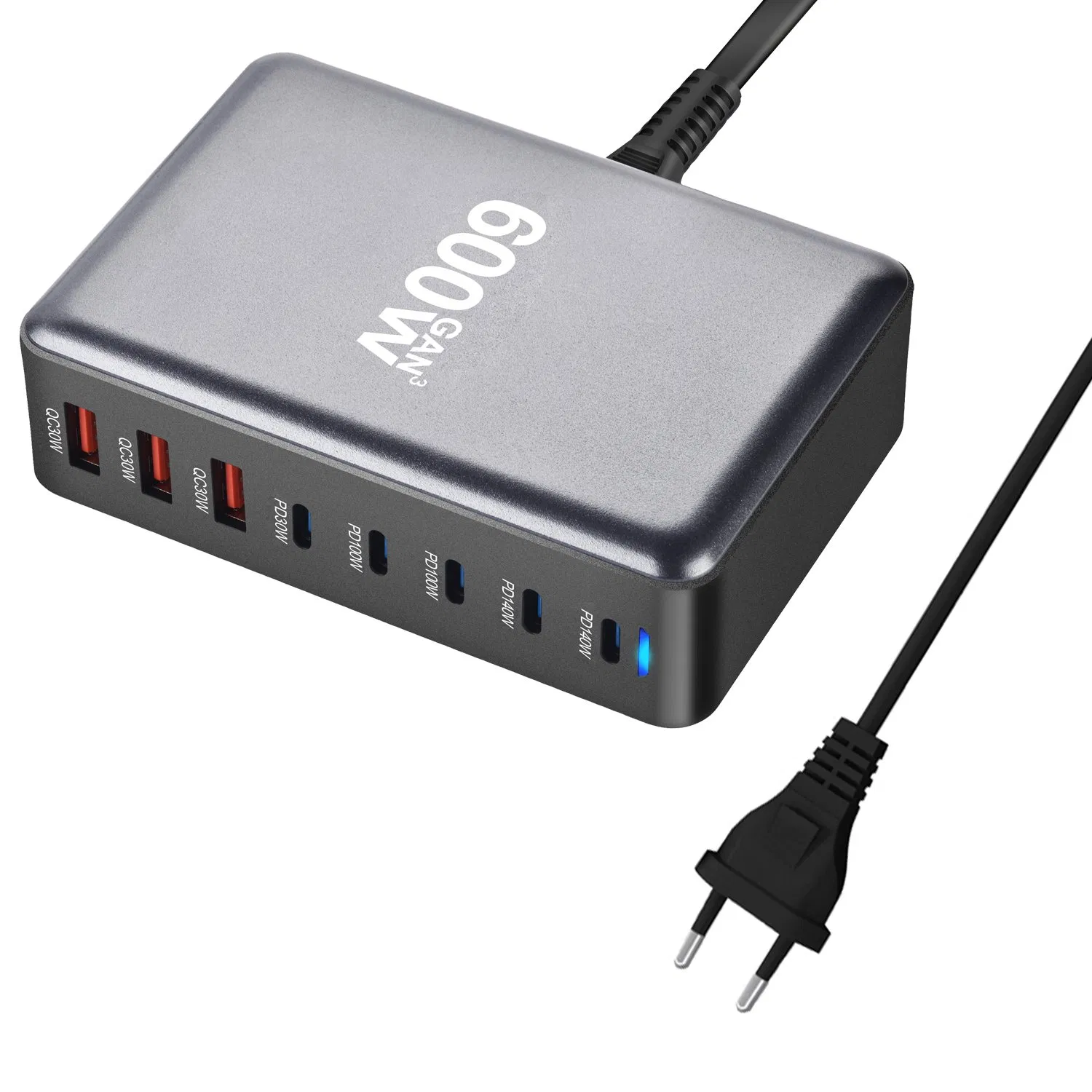 New Arrival 5c3a 600W GaN Charger Pd Fast Charging Stations USB C Wall Charger Laptop Desktop Charger Universal Adapter