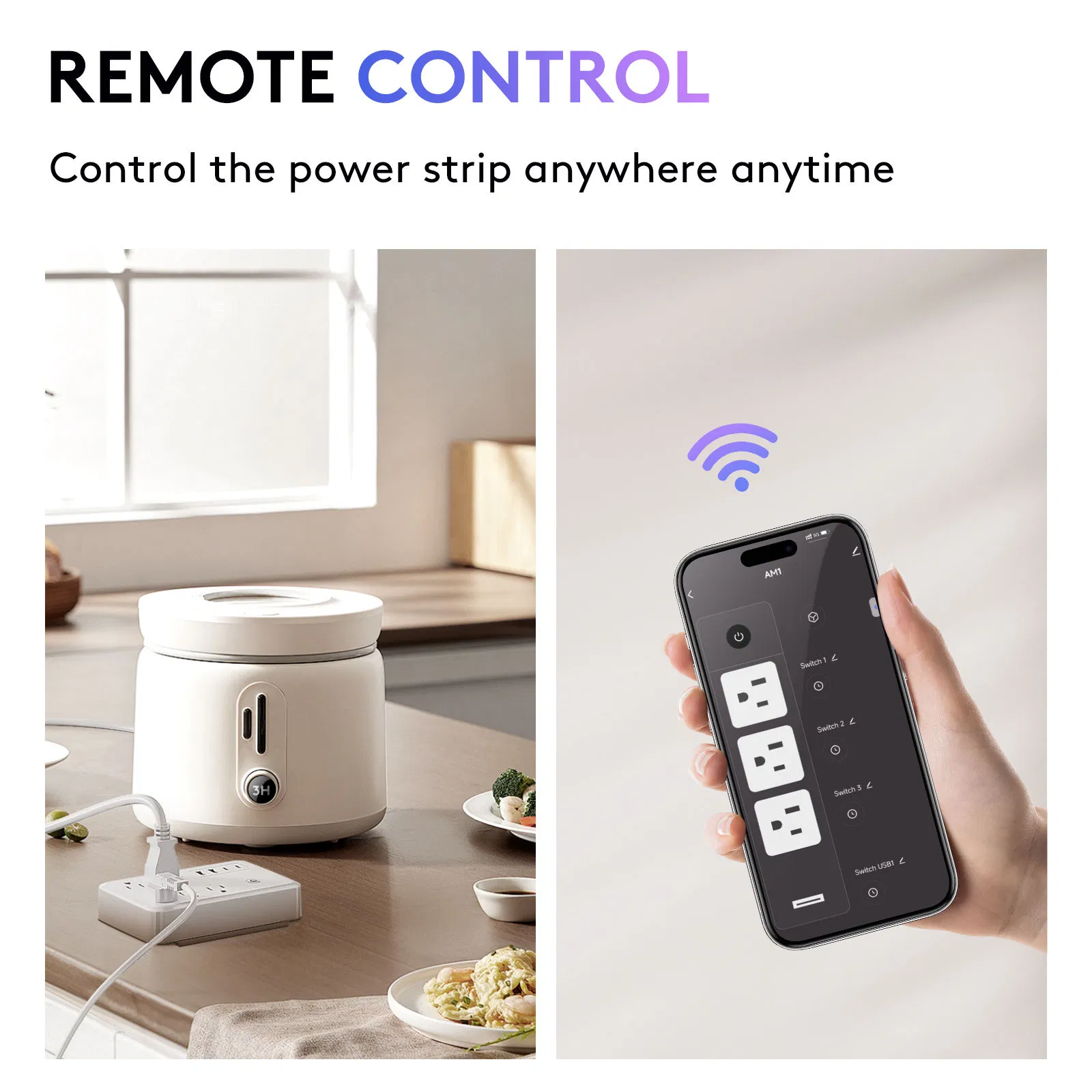 WiFi Smart Power Strip Us with 4 USB Port 5 Outlets