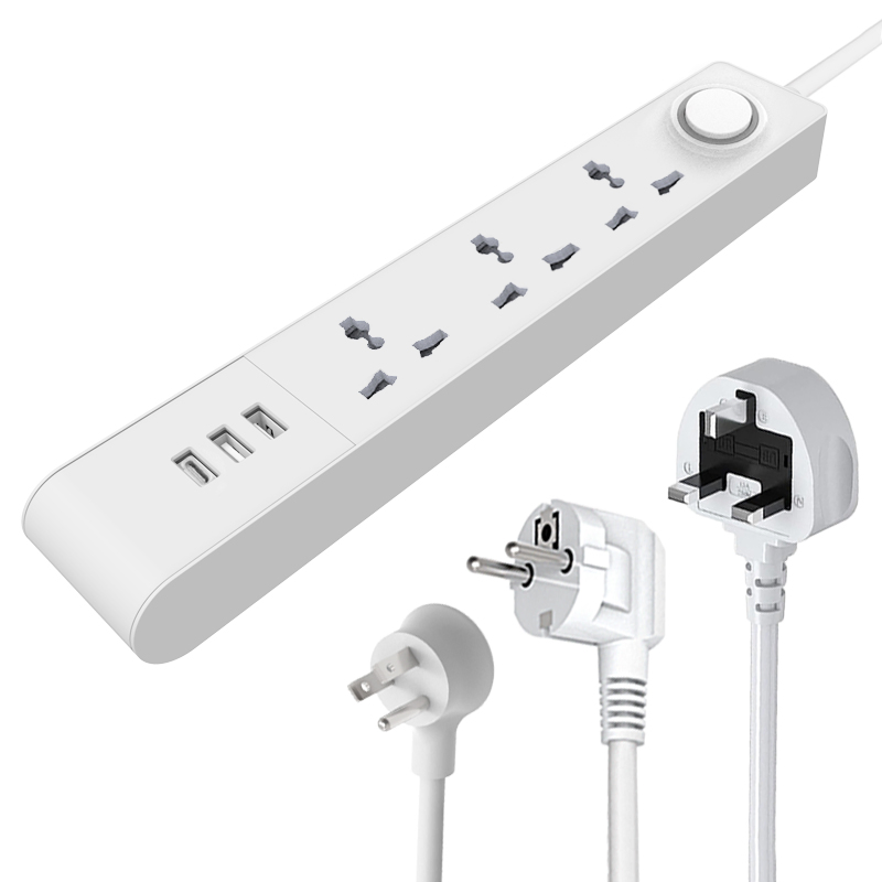 Luxury-Style Household Power Strip, Frosted Metal Shell, 3 Outlets + 2 USB Fast Charging, Living Room High-End Power Board