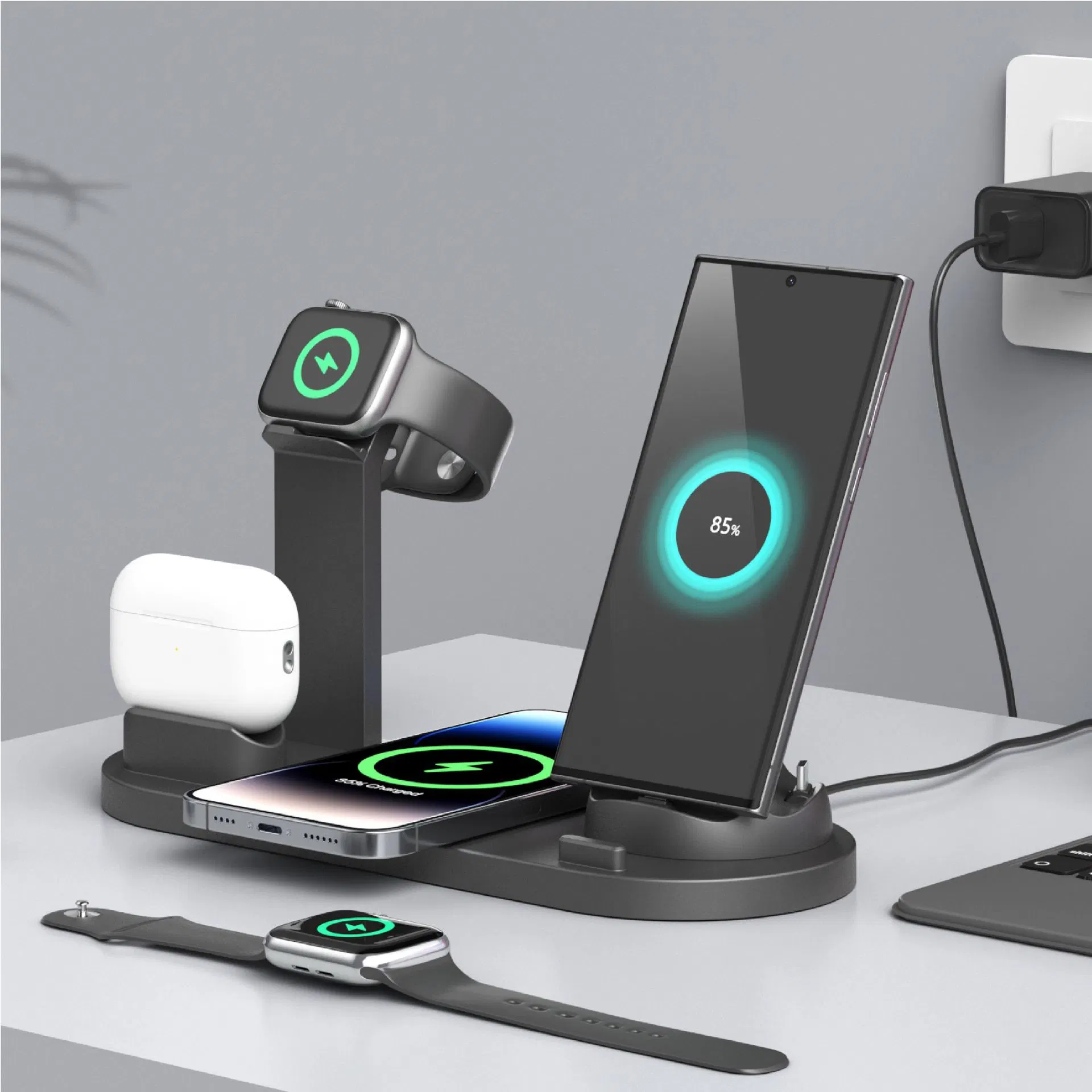 Compact 4-in-1 Wireless Charging Dock for All Your Gadgets
